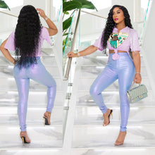 Load image into Gallery viewer, Metallic High waist jeans