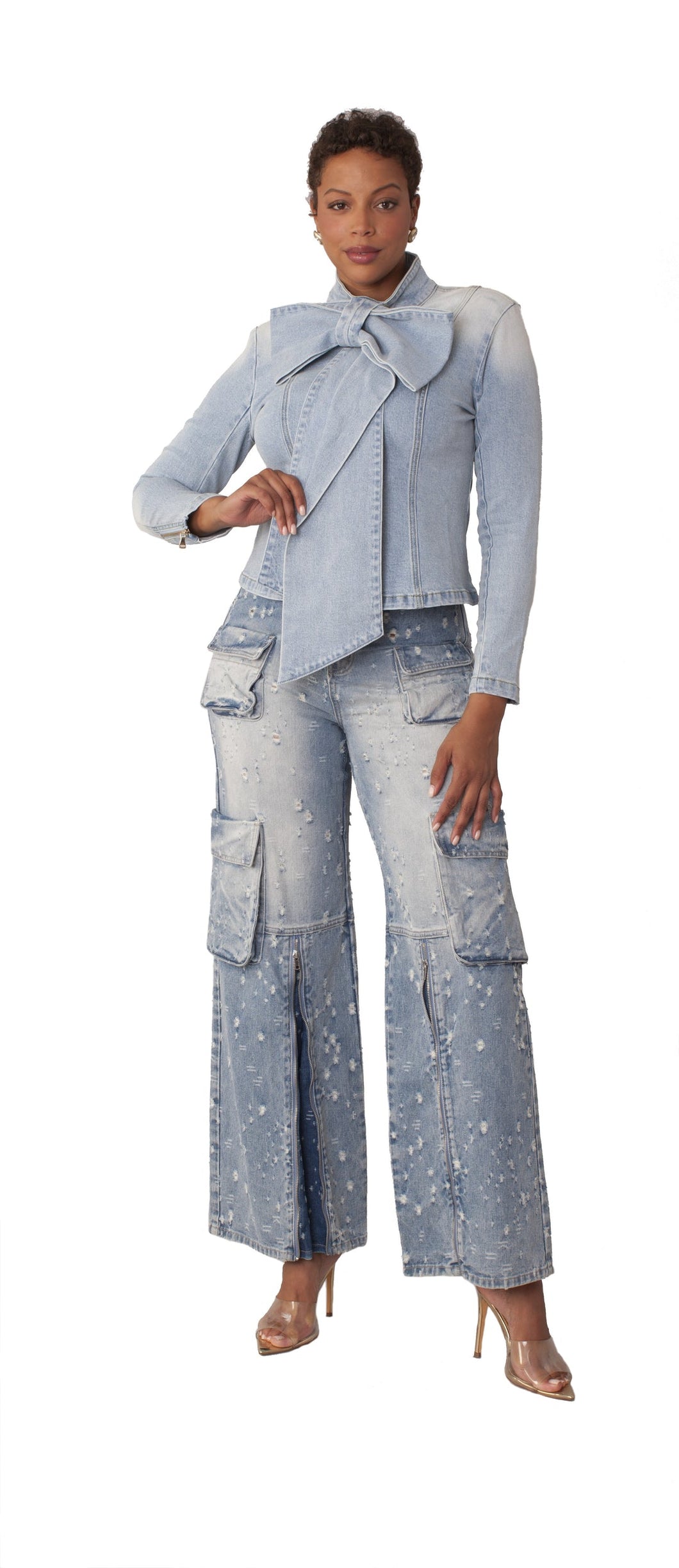 Denim Bow Top