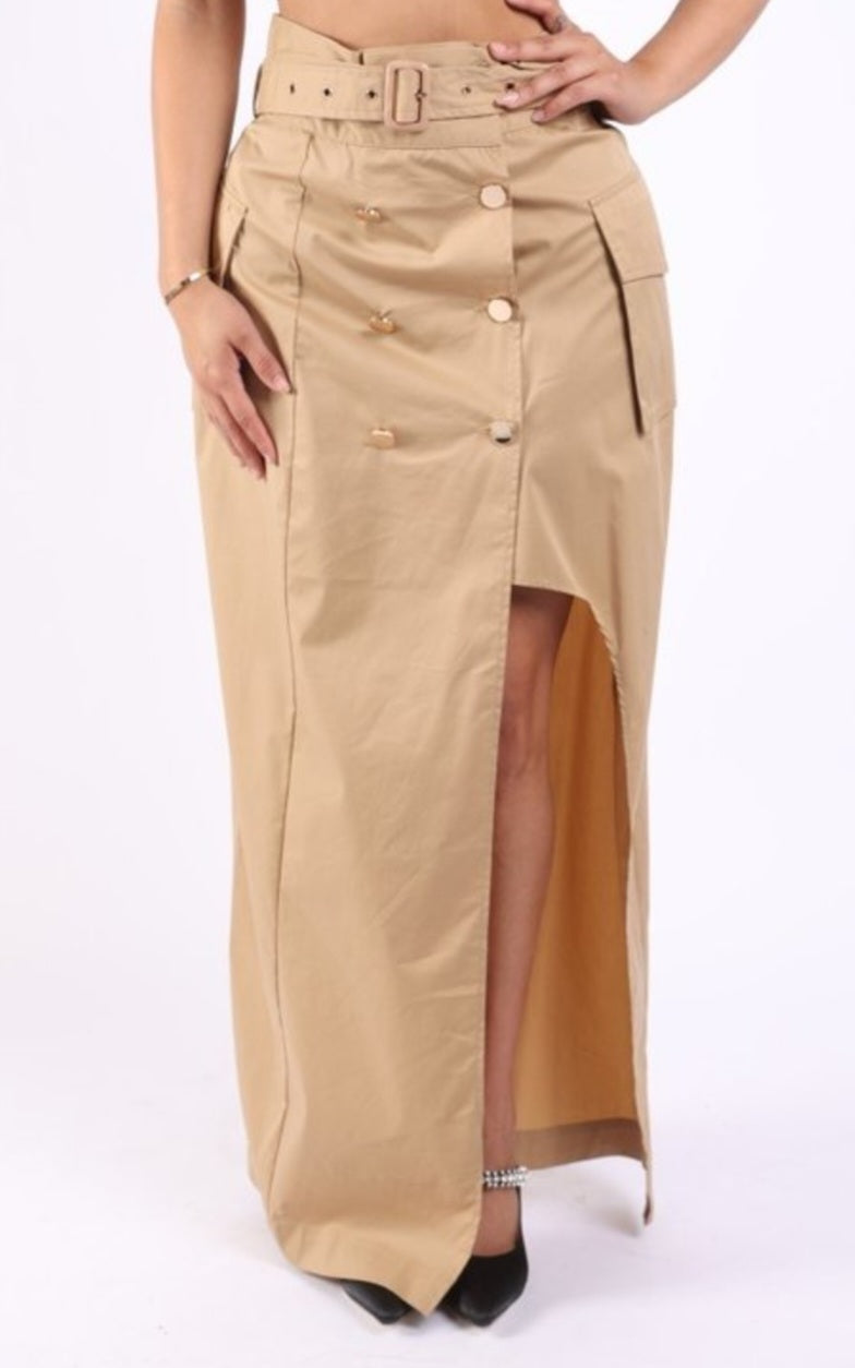 Khaki Split Skirt