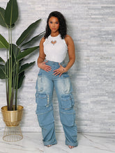 Load image into Gallery viewer, Denim Cargo Ready jeans
