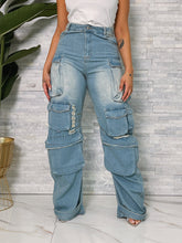 Load image into Gallery viewer, Denim Cargo Ready jeans
